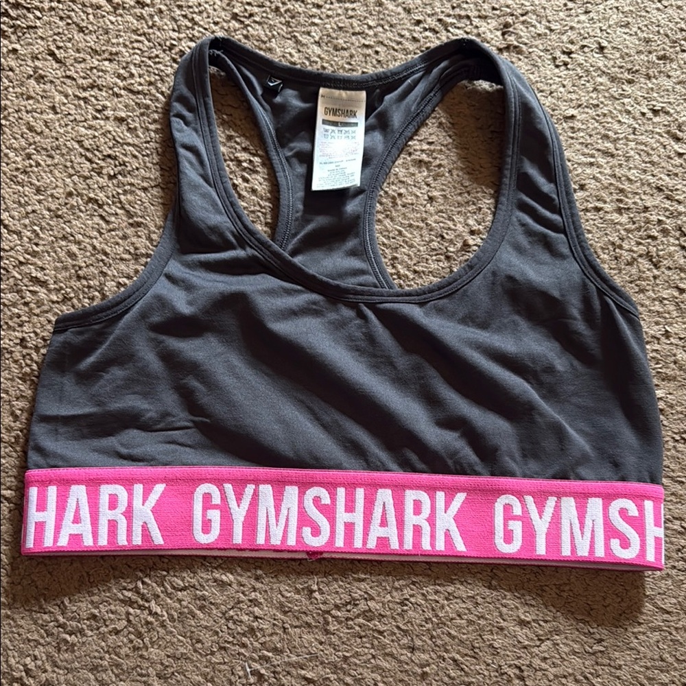 Gymshark Gray and Pink Sports Bra Medium Support